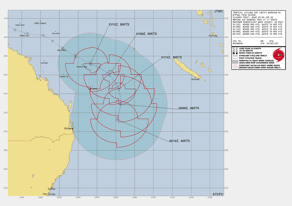 eggwardjwx's tweet photo. [Australian Region (east of 135°E)]

• JTWC Warning #1 on Tropical Cyclone #04P (#Seth) as of 1500 UTC, December 31, 2021. https://t.co/XgeVEy6GJX