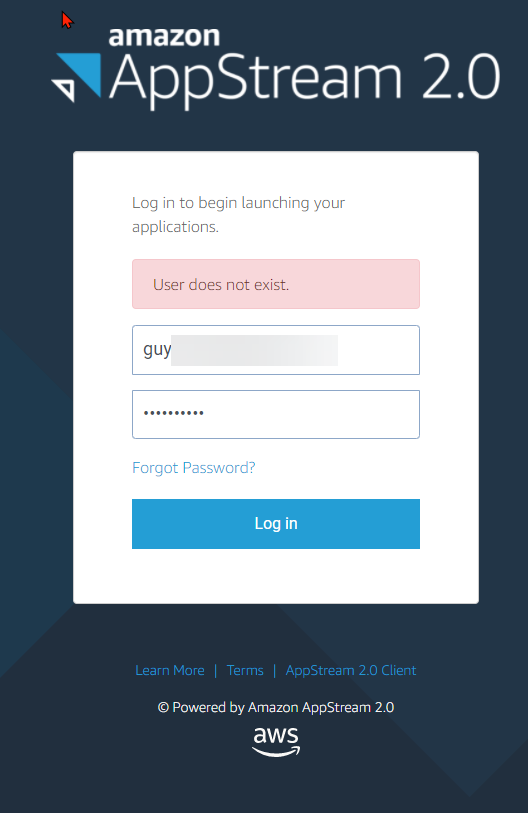 guyrleech's tweet photo. Case sensitive usernames (which are email addresses) ??? ☹️
And isn't it bad practice to inform the user/hacker that the username is wrong rather than just "something" in the credentials provided ? 🤔
@awscloud @amazon  #appstream https://t.co/ehxnVuaq4Y