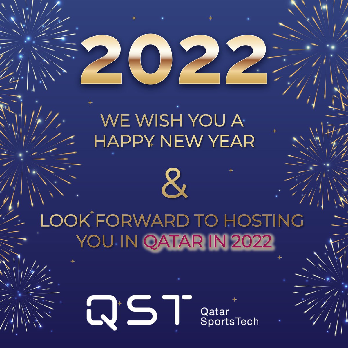 Qatar SportsTech wishes you and your loved ones a happy new year - we can't wait to host you in #Qatar in 2022! ⚽️ 🎉 

#doha #qatar #happynewyear