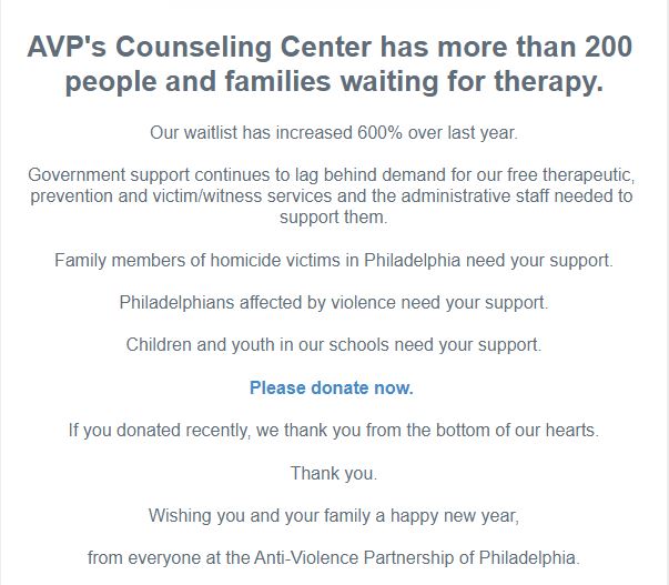 Please make an end-of-year donation to support AVP. givebutter.com/supportavp  Thank you.