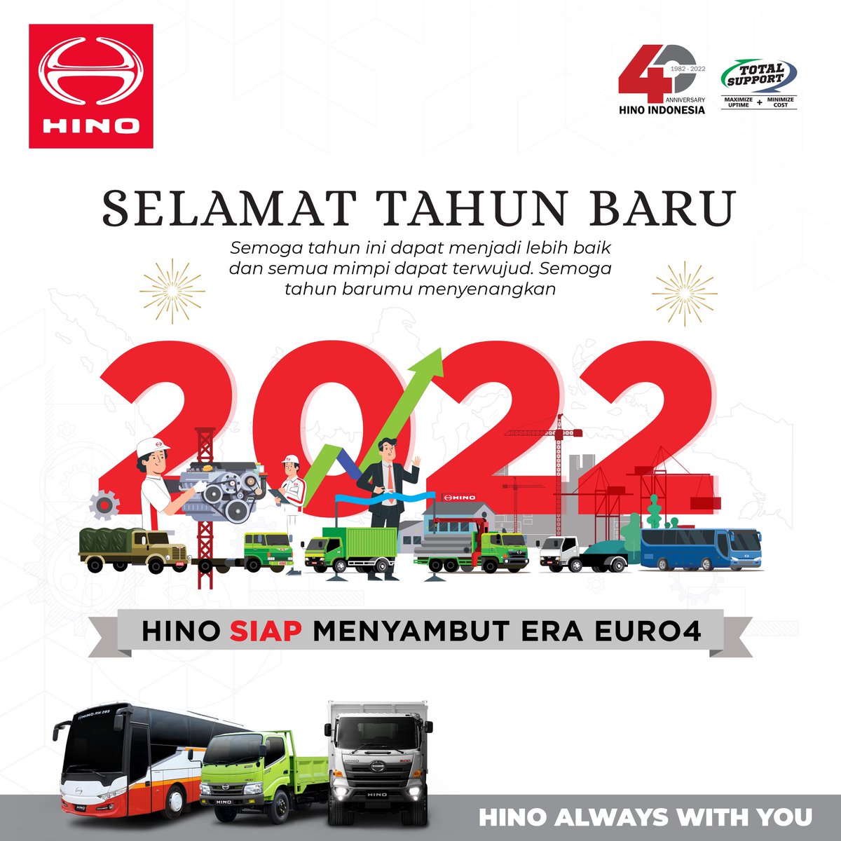hinoID's tweet photo. SELAMAT TAHUN BARU 2022
Semoga tahun ini dapat menjadi lebih baik dan semua mimpi dapat terwujud.
Semoga tahun barumu menyenangkan 🎉
#HINOalwayswithYOU #HinoID #HinoTruckandBus #NewYear2022 #TahunBaru2022 #HinoSiapEuro4 https://t.co/kJvoLWL7ER