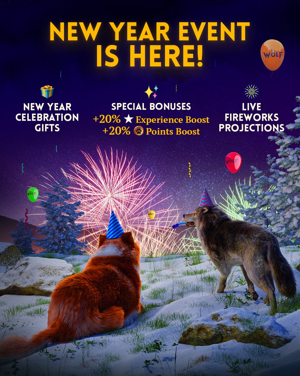 Ready to jump in to the New Years event and grab your celebration gifts? Enjoy the fireworks and let's head in to 2022 together! Plenty of exciting things are planned ahead for The Wolf 🐺!