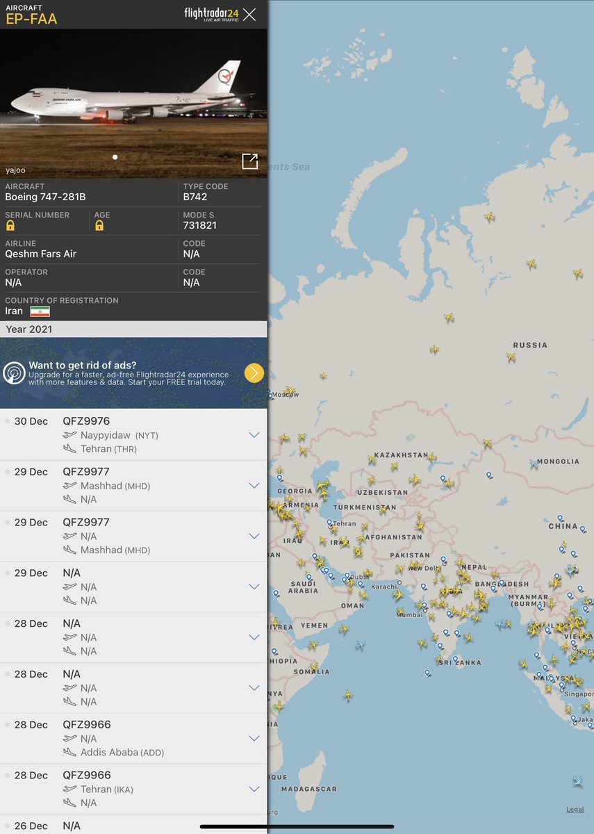 A cargo plane from Iran made a trip to Nay Pyi Taw.
If it’s usual cargo, should be at Yangon Intl Airport. 

What is Min Aung Hlaing planning? Putting the country into proxy war? Getting some banned weapons? I hope not. 

<a href="/USEmbassyBurma/">U.S. Embassy Burma</a> <a href="/CounselorDOS/">Counselor Michael Needham</a> 

#WhatsHappeningInMyanmar