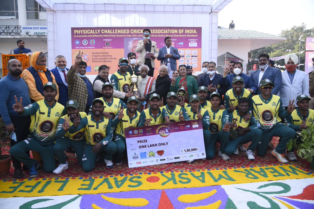 PCCAIofficials's tweet photo. Congratulations #HarleyXIMASTERS for winning the 2nd edition of #HAPCUP and well-played #RAVIXIROYALS too. But this event was not about winning but more about spreading happiness and hope among disability cricketers. 
@SvayamIndia @dhanunetwork @ICCLCRICKET @newedgeservices https://t.co/x0hy7Hb6MW
