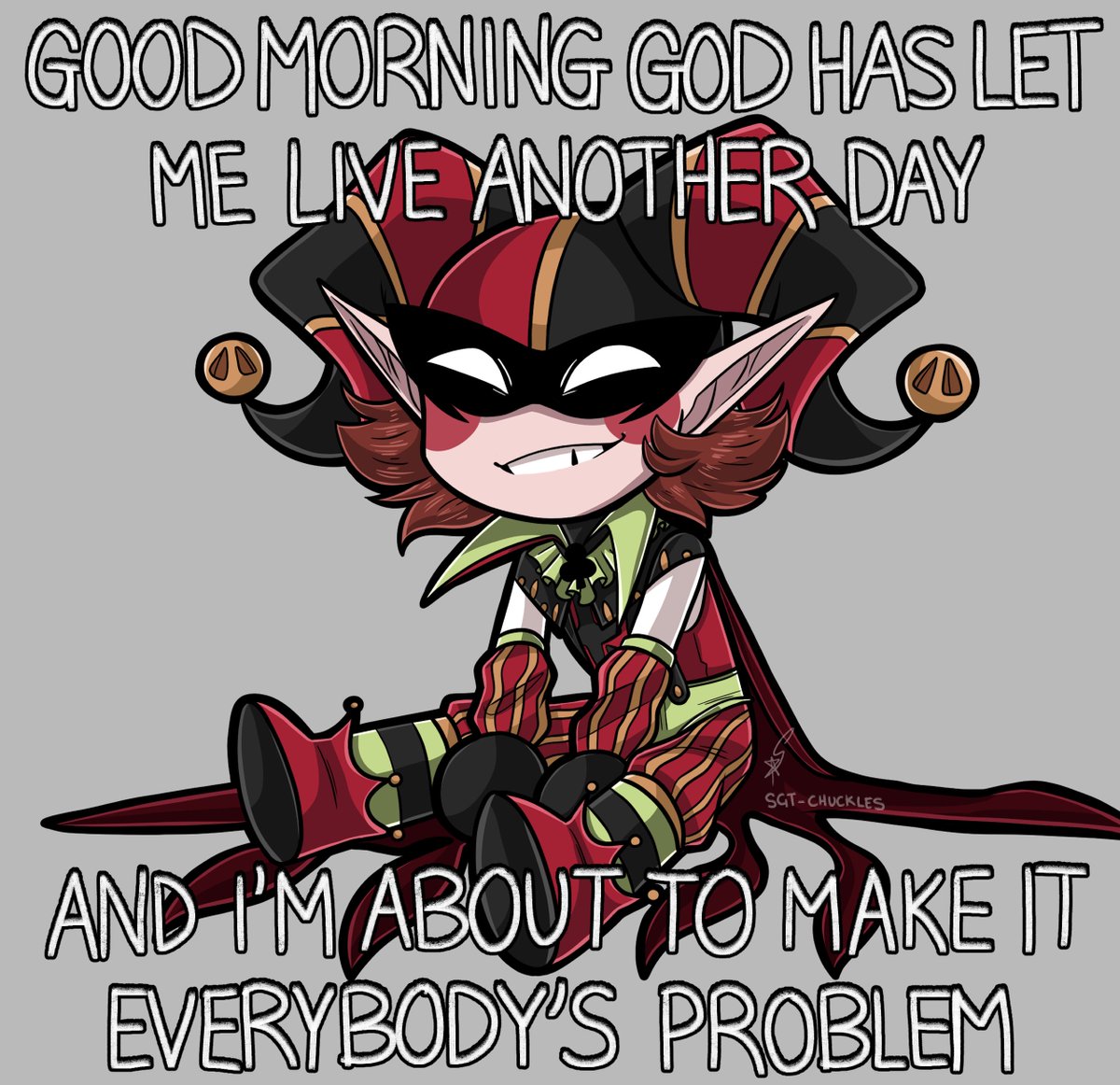 Sgt_Chuckles's tweet image. this was my final art of 2021. seems fitting
they're one of my D&amp;amp;D characters, Finnick Fortune, the chaotic gremlin child