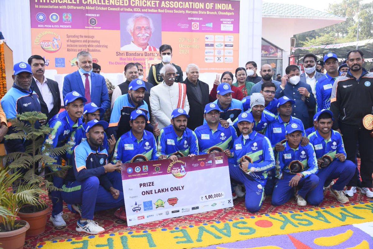 ICCLCRICKET's tweet photo. Congratulations #HarleyXIMASTERS for winning the 2nd edition of #HAPCUP and well-played #RAVIXIROYALS too. But this event was not about winning but more about spreading happiness and hope among disability cricketers. 
@SvayamIndia @dhanunetwork @ICCLCRICKET
@newedgeservices https://t.co/QqZsP9PMvr