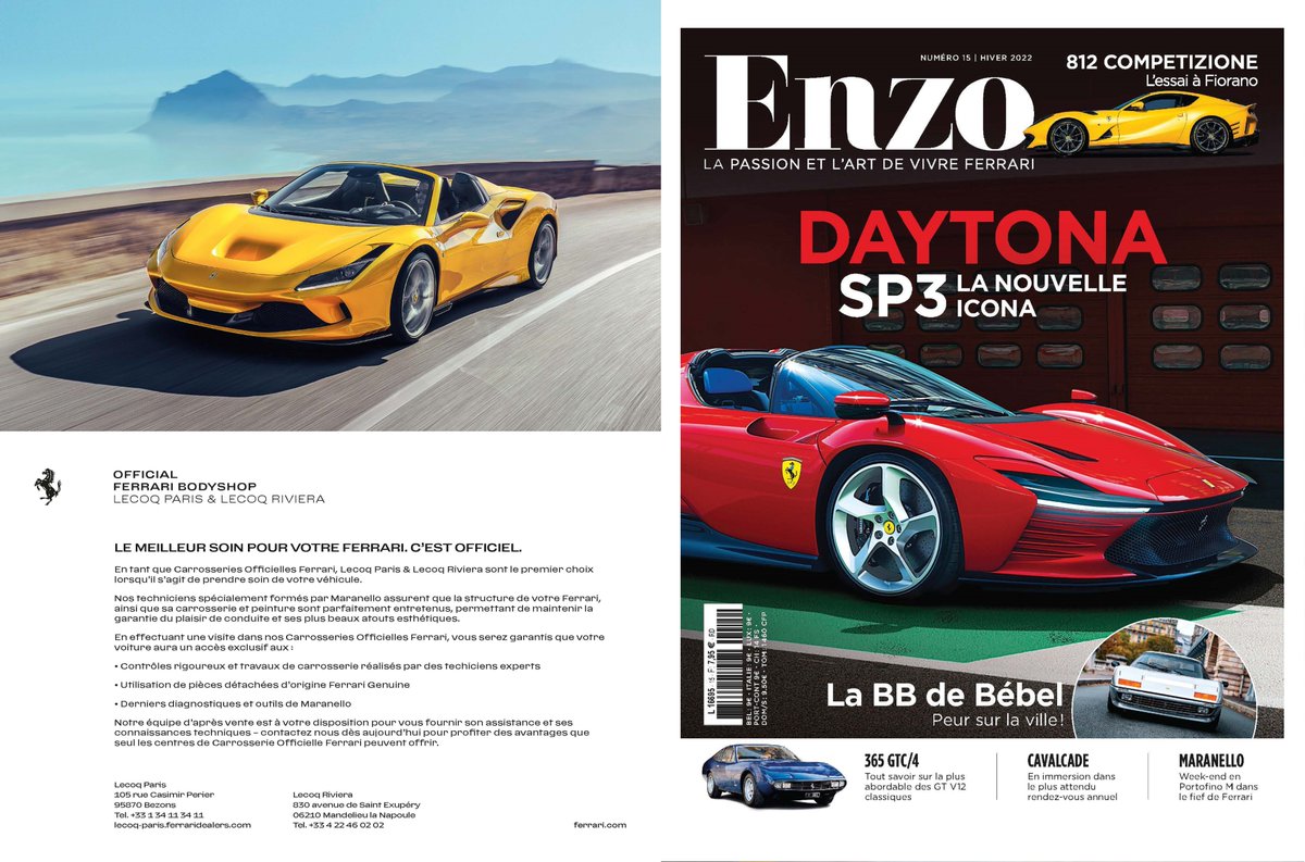 Bonne fin d'année tous !
Merci <a href="/enzomagazine/">Enzo</a> 
#CarrosserieLecoq partenaire #CarrosserieOfficielle <a href="/Ferrari/">Ferrari</a> pour entretenir, réparer ou embellir toutes vos plus belles automobiles de prestige &amp; collection.
Hâte de vous revoir en 2022 pour de nouveaux projets :) <a href="/tomalunni/">Thomas Alunni</a>