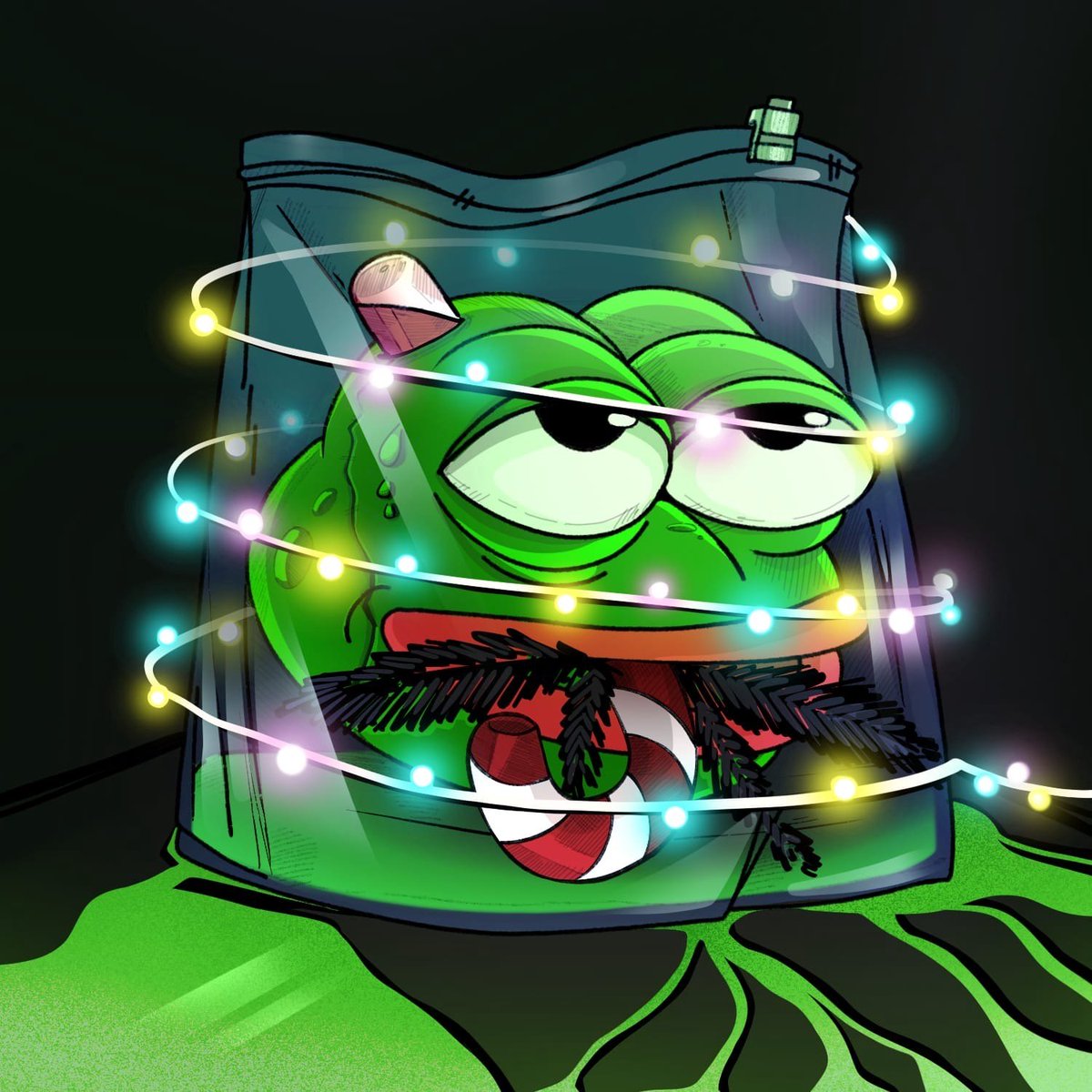 GoatAngry1's tweet photo. Artwork 1/2 for NFTs collaboration 
Artist: Eva 💚
On OpenSea: https://t.co/XEm1o5aGk2
#NFT #NFTart #opensea #Pepeart #pepe 
 What do you think about it? https://t.co/eEobGhVwgQ