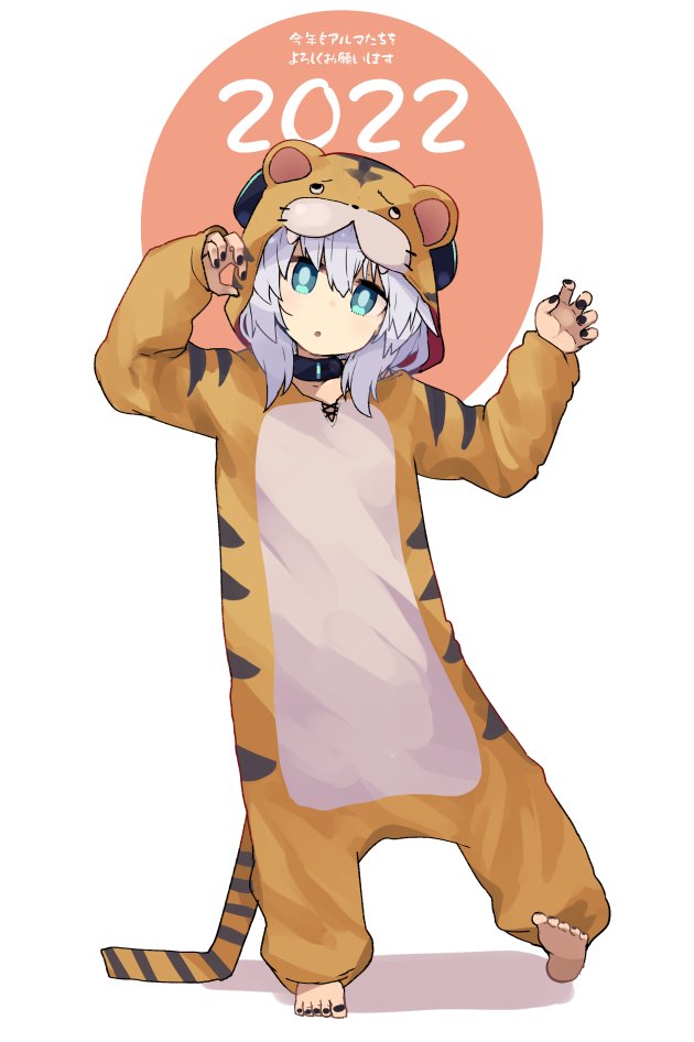 1girl year of the tiger solo 2022 chinese zodiac tiger print animal costume  illustration images