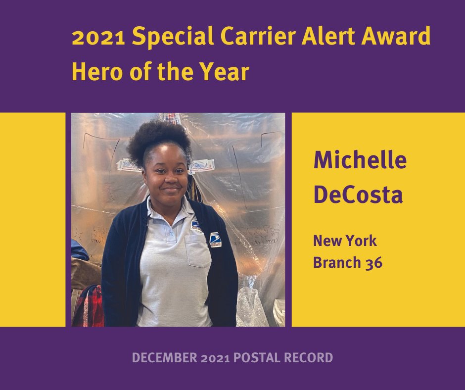 New York Br. 36 member Michelle DeCosta was on her route when she saw a house on fire. Concerned that the fire was spreading, she began alerting customers. For her heroic action, Michelle is NALC’s Special Carrier Alert Award Hero of the Year! https://t.co/s43SvUYIMC https://t.co/oHSr9z6euQ