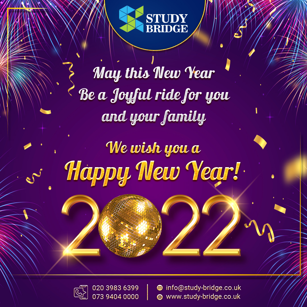 bridge_study's tweet image. May the spirit of season of New Year fill your heart with serenity and peace.
Study Bridge wishes you a very Happy New Year.

#happynewyear #newyear2022 #love #happy #newyearseve #celebration #newyearresolution #newyearcelebration #party #goodbye2021 #studybridge #london #uk