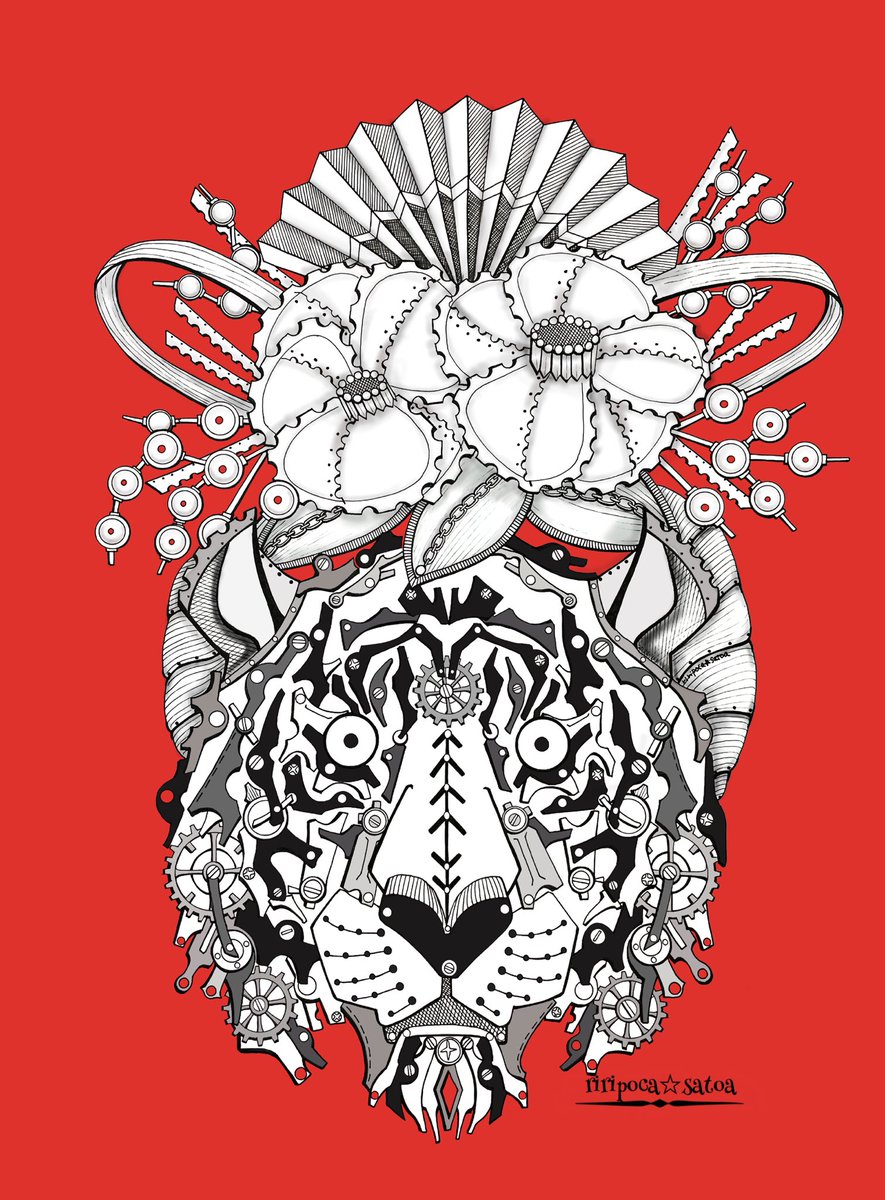 red background no humans simple background flower signature monochrome looking at viewer  illustration images