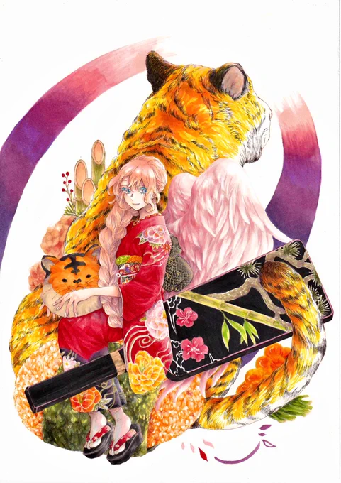 明けましておめでとうございます!🌅昨年も大変お世話になりました!
今年も良かったら宜しくお願いします!
イラストレーターになれるように頑張ります!
#HappyNewYear2022 
#謹賀新年 #コピック 