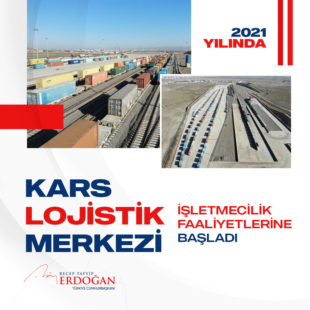 RTErdogan's tweet photo. Bölgenin kalkınmasına büyük katkı sunacağına inandığımız Kars Lojistik Merkezi faaliyetlerine başladı. https://t.co/9p9UK8ft0A