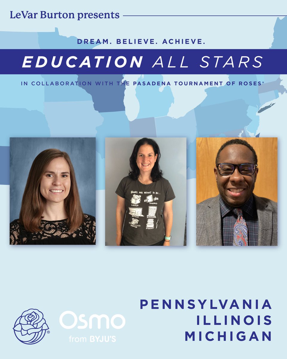levarburton's tweet photo. ICYMI: Our first group of #EducationAllStars to be celebrated as a part of my partnership with @RoseParade and @PlayOSMO to identify educators who exemplify the theme: "Dream. Believe. Achieve." Join me in celebrating @missbriakoch @goldenteach Joseph Kerney
ππΎπΉππΎ https://t.co/CZIwx9tEqd