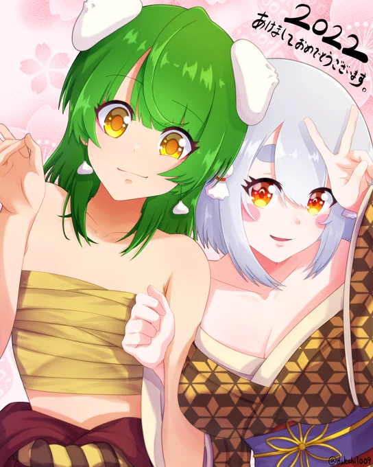 あけましておめでとうございます!今年もよろしくお願いします寅年っぽい衣装で描いてみました2022も私がデザインしたモデルからVtuberが出てくれたらとても嬉しいです#年賀状イラスト#イラスト 