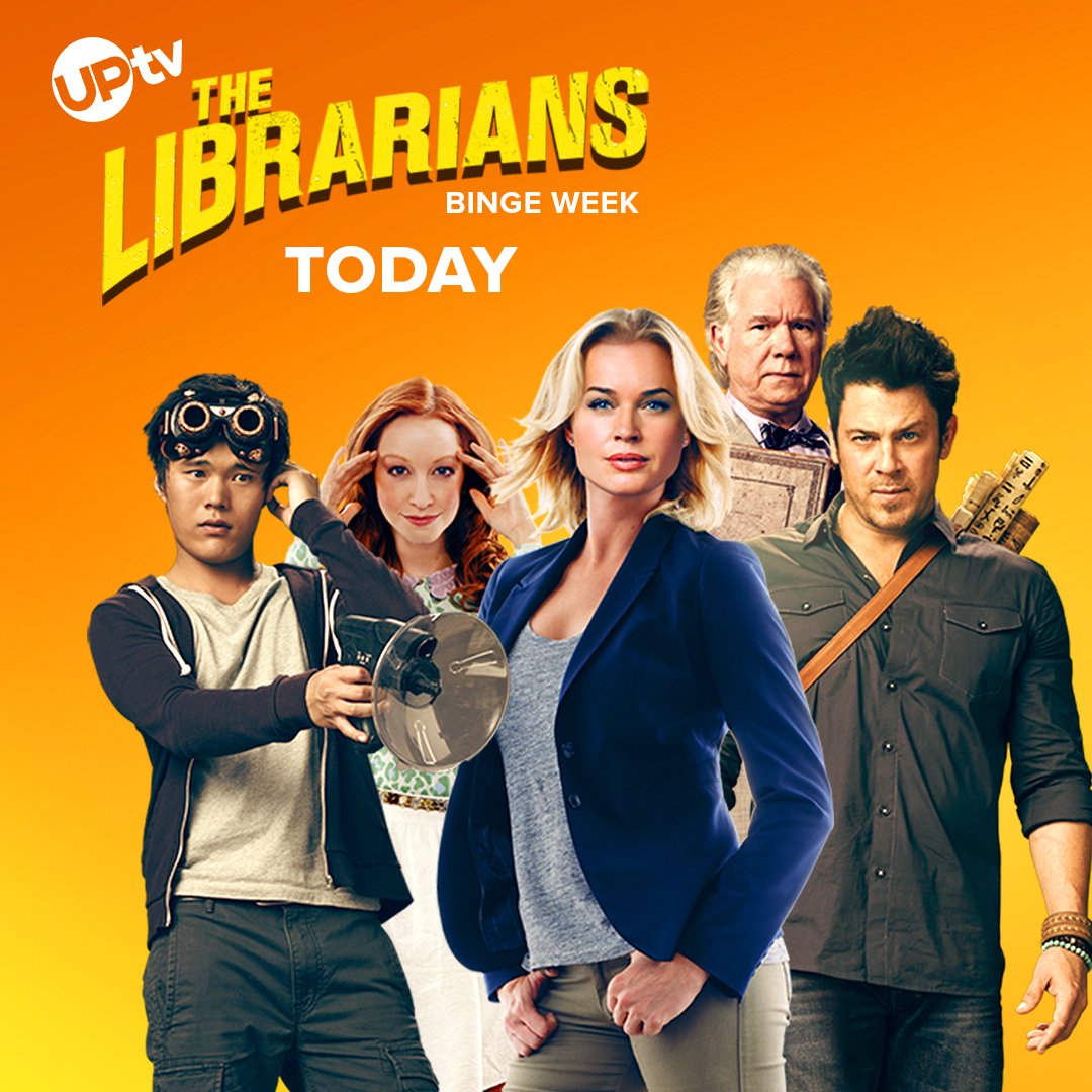UPtv's tweet photo. #BingWeek continues with your favorite episodes of The Librarians all day Friday and Saturday on UPtv! https://t.co/IieDoG0dZ0