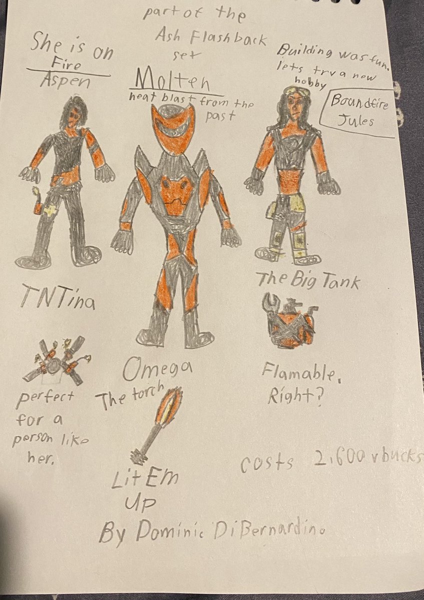 MelisMamabear's tweet photo. My 11 year old son wants me to get this to @EpicGames for @FortniteGame character ideas. Don’t know how to message them so I’m trying this:) https://t.co/7BlZ1V3fCO