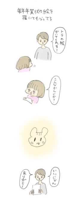 年賀状のトラの絵を描いてもらいました🐅 