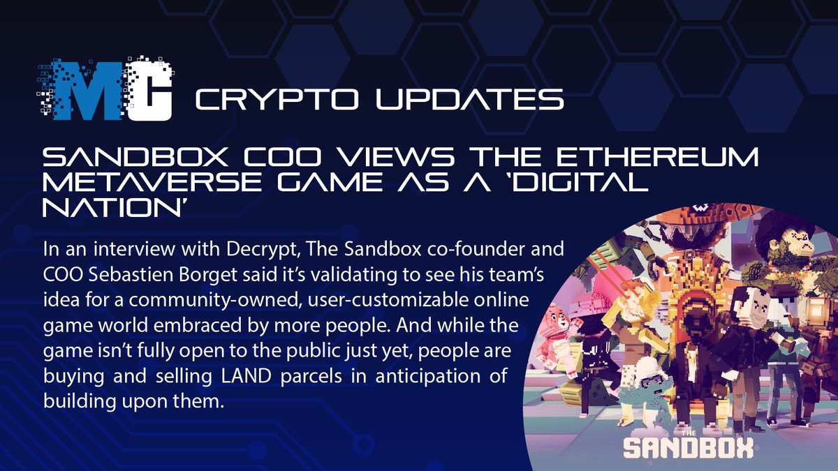 MultiChainteam's tweet image. Co-founder and Chief Operating Officer Sebastien Borget discuss the recent metaverse land rush, and where The Sandbox goes next after its Alpha test.

#Metaverse #Sandbox #Ethereum #cryptocurrency #Blockchain