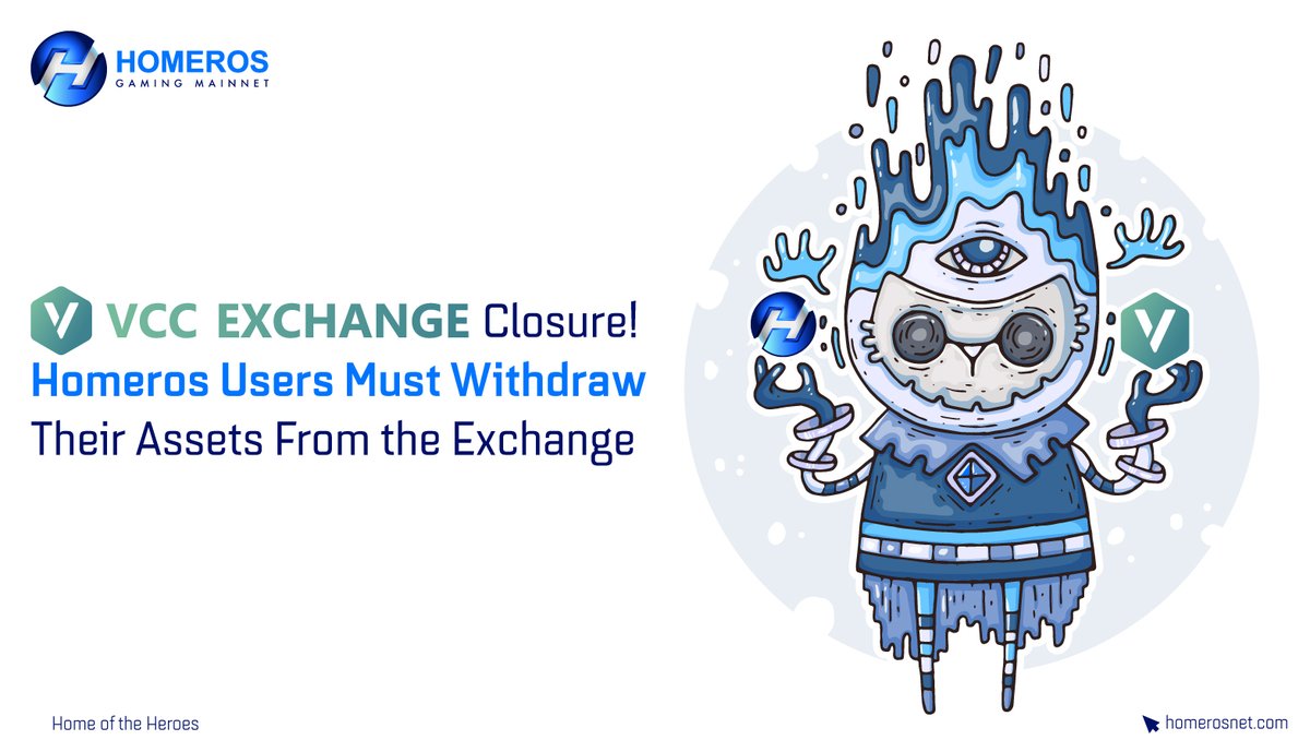 homerosofficial's tweet photo. Homeros users should take out their assets from VCC Exchange to avoid any loss.
Thanks!
#Homeros #HMR #Announcement #VCCExchange https://t.co/jP9rS7n7Qo