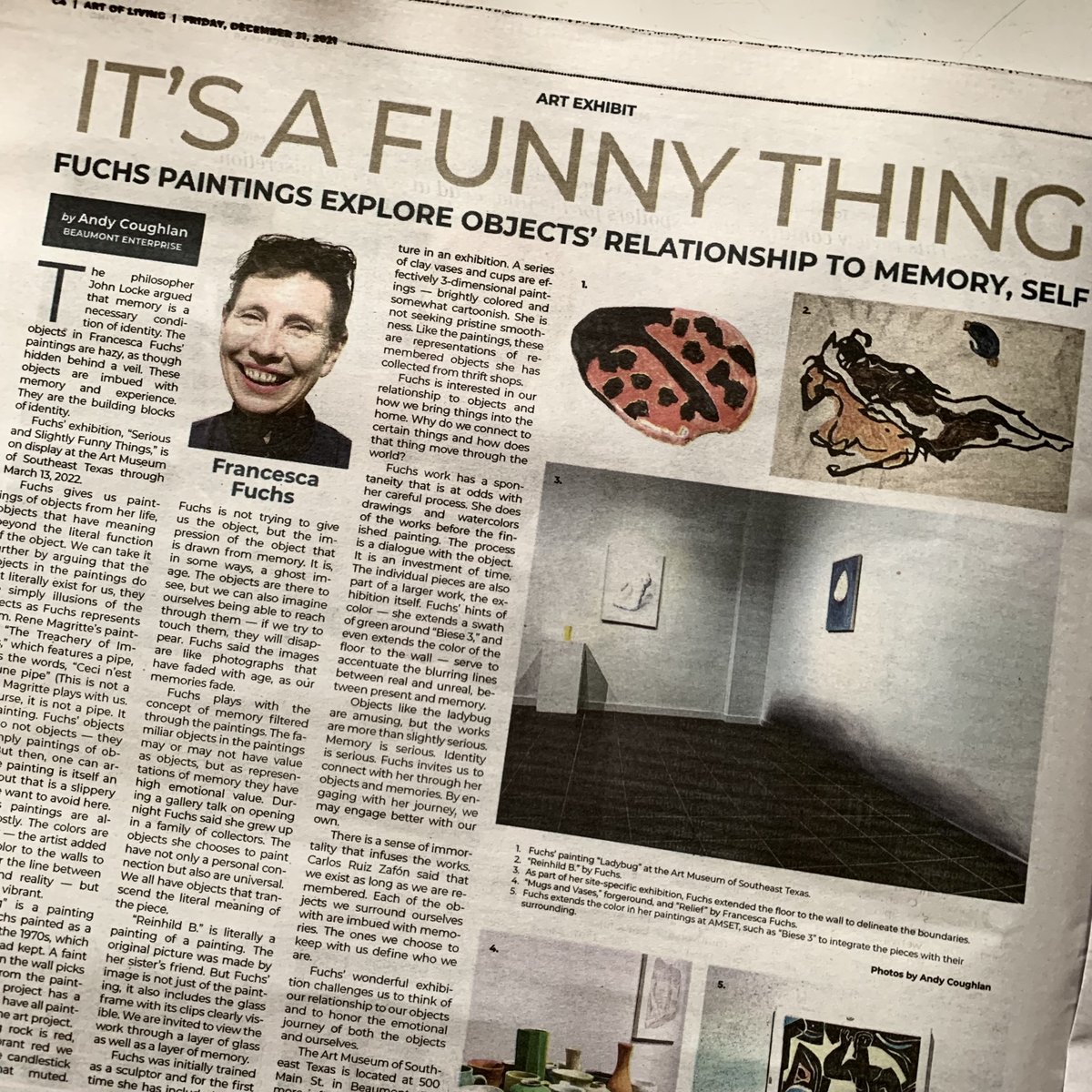andycoughlan21's tweet photo. Pick up a copy of today’s @BmtEnterprise for my review of Francesca Fuchs’ excellent exhibition at @AMSETx #supportlocalnewspapers https://t.co/jUPHVlifmJ