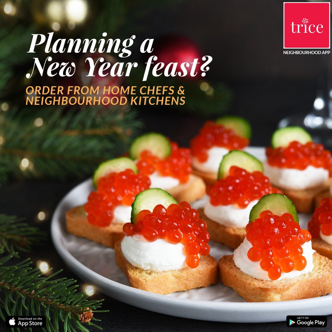tricecommunity's tweet photo. Throwing a New Year's Party or Brunch? Order your menu from home chefs &amp; neighbourhood kitchens on Trice.
North Indian 🍛
South Indian 🍱
Chinese 🍜
Italian 🍕
Asian🥟
Cakes &amp; Desserts 🍨 
Snacks 🍔 

#newyear #newyearparty #homeparty #newyearseve #happynewyear #food #foodie https://t.co/ura5YkFFJm