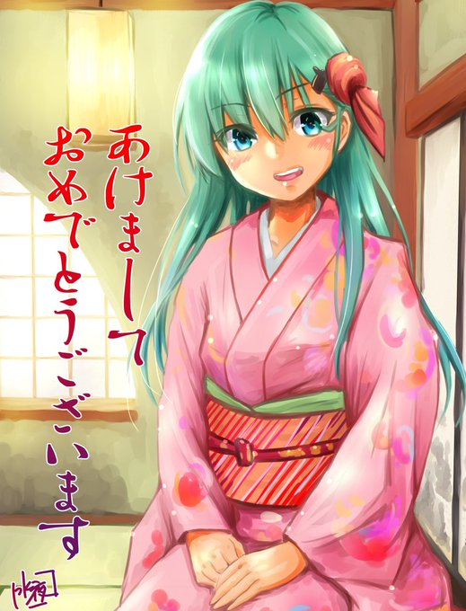 新年早々過去絵で申し訳ないんですが、鈴谷さんと川内さんの晴れ着をおいておきますね 