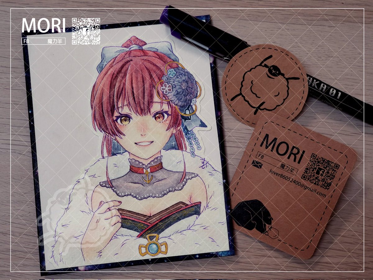 Hey ya！這裡是小羊~(*ˊˇˋ*)/ 

Happy new year ~ 🎉 

今年嘗試了許多新事物~
包括Procreate、製作壓克力吊飾和不小心掉入V的大坑😆💖  

感謝各位給予羊的支持與鼓勵！
來年也請多多指教！ 

呈上籌備許久的船長正月衣裝~
(這套又高貴又性感~真香ωωω) 

#watercolor
#VTuber
#Hololive
#HoushouMarin