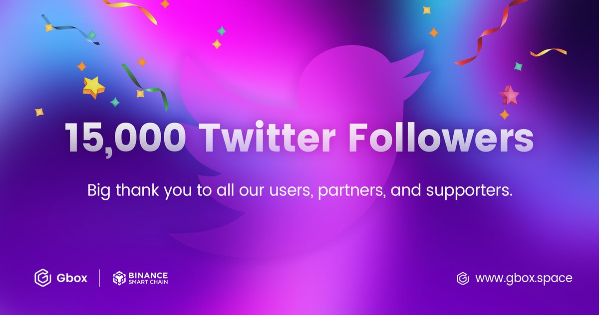 🚩15,000 Followers!

🌟Big thank you to everyone!

🚀Let us work together to 150,000

#BSC #Gbox #NFT