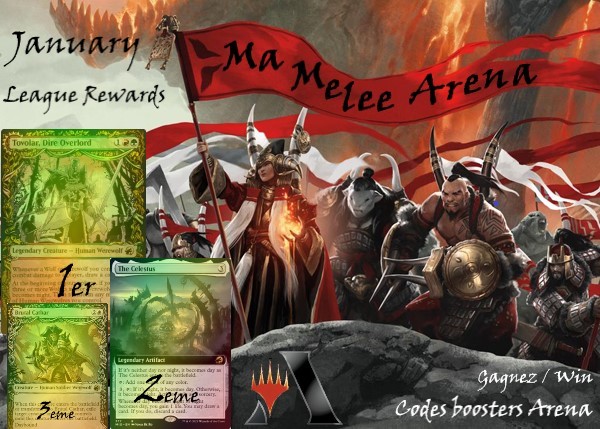 En Janvier, Ma Melee Arena va explorer ALCHIMIE🥳
Récompenses de ligue du mois : les loups-garous sont là! 
Les hostilités commencent dimanche à 21h00.
Inscriptions : mtgmelee.com/Tournament/Vie…
discord.gg/Bnm4a2UWZg
#MTGA @MTGMelee