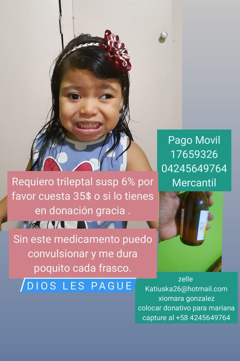 mariani87784922's tweet photo. Agradezco me regalen un rt para ver si alguien tiene en donación anticonvulsivo o para comprarlo tomo una dosis alta y nme dura �� para evitar convulsionar cuesta 35$ @MamaLisVzla @RichardMendezTV @Beisbologo @MiliUrdaneta https://t.co/uPumN4J9eQ