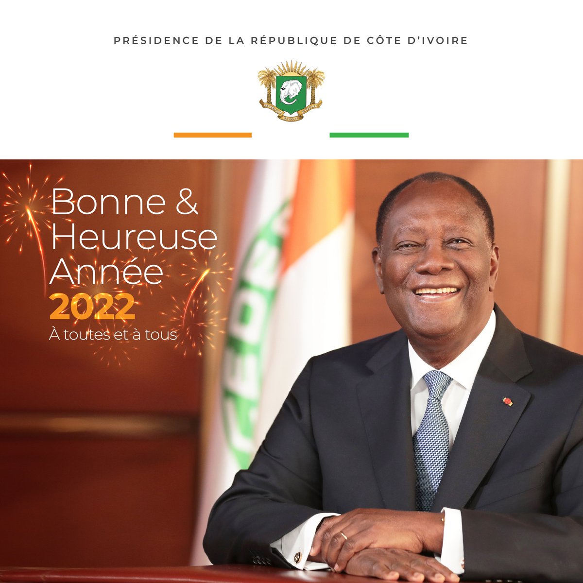 AOuattara_PRCI's tweet photo. Bonne et heureuse année 2022 à toutes et à tous https://t.co/kuUrnMe8mV