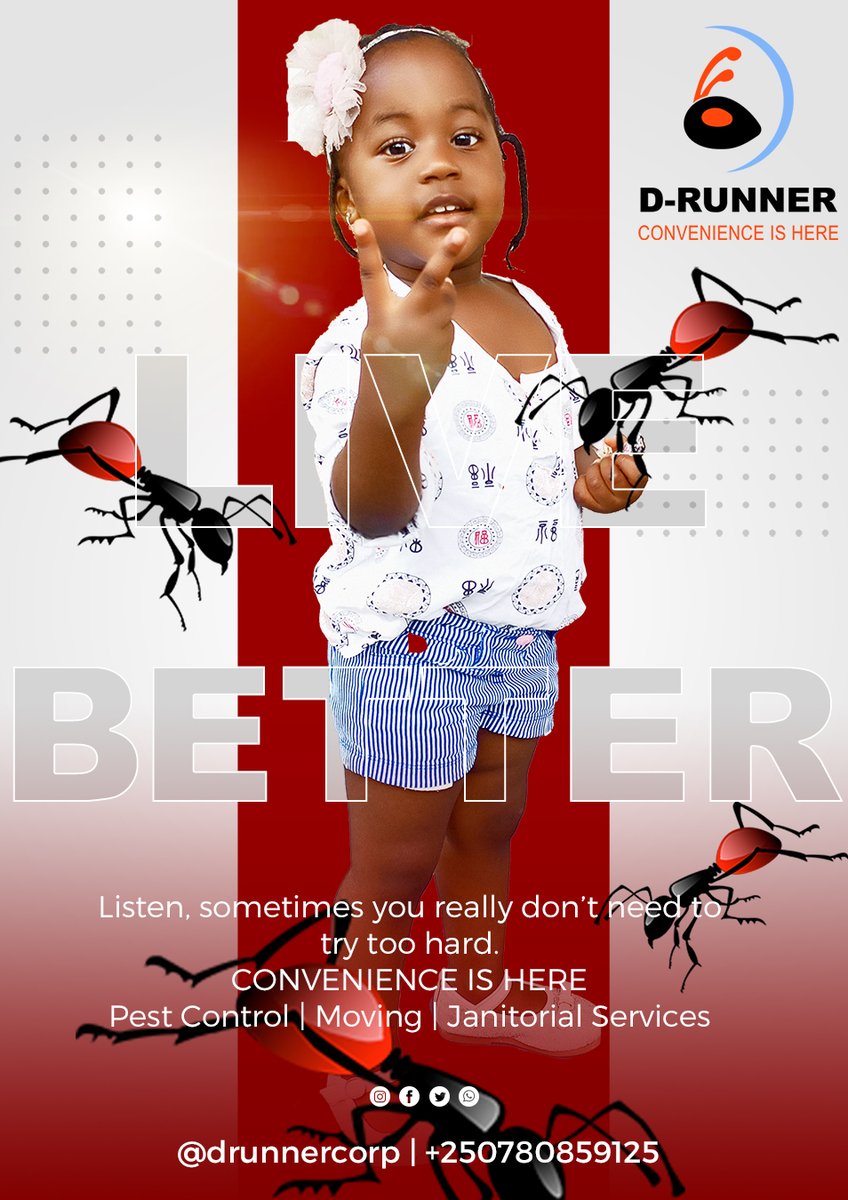 DRunnerCorp's tweet photo. In 2022, live better. With our client centered approach to business, you can be guaranteed integrity, professionalism &amp; dynamism. Try our #PestControl, Moving and Janitorial services. #happynewyear #DrunnerCares #ConvenienceIsHere #VisitRwanda #RwOT https://t.co/cC0cLjiWIF