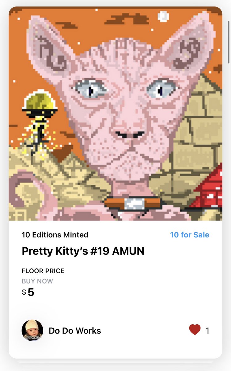 Beatsonthego's tweet photo. New Year Drop NFT—5 New Cats Added
Pretty Kitty’s has a $16.9k trade Volume!
Don’t Miss Out! Collection is closing tomorrow 1/1/22
This will be your last chance to own a Creator Edition
https://t.co/55aYDFrPCl
#nft #prettykittys #cats #DoDoWorks #Crypto #happynewyear2022 https://t.co/xjgsQZxzH3