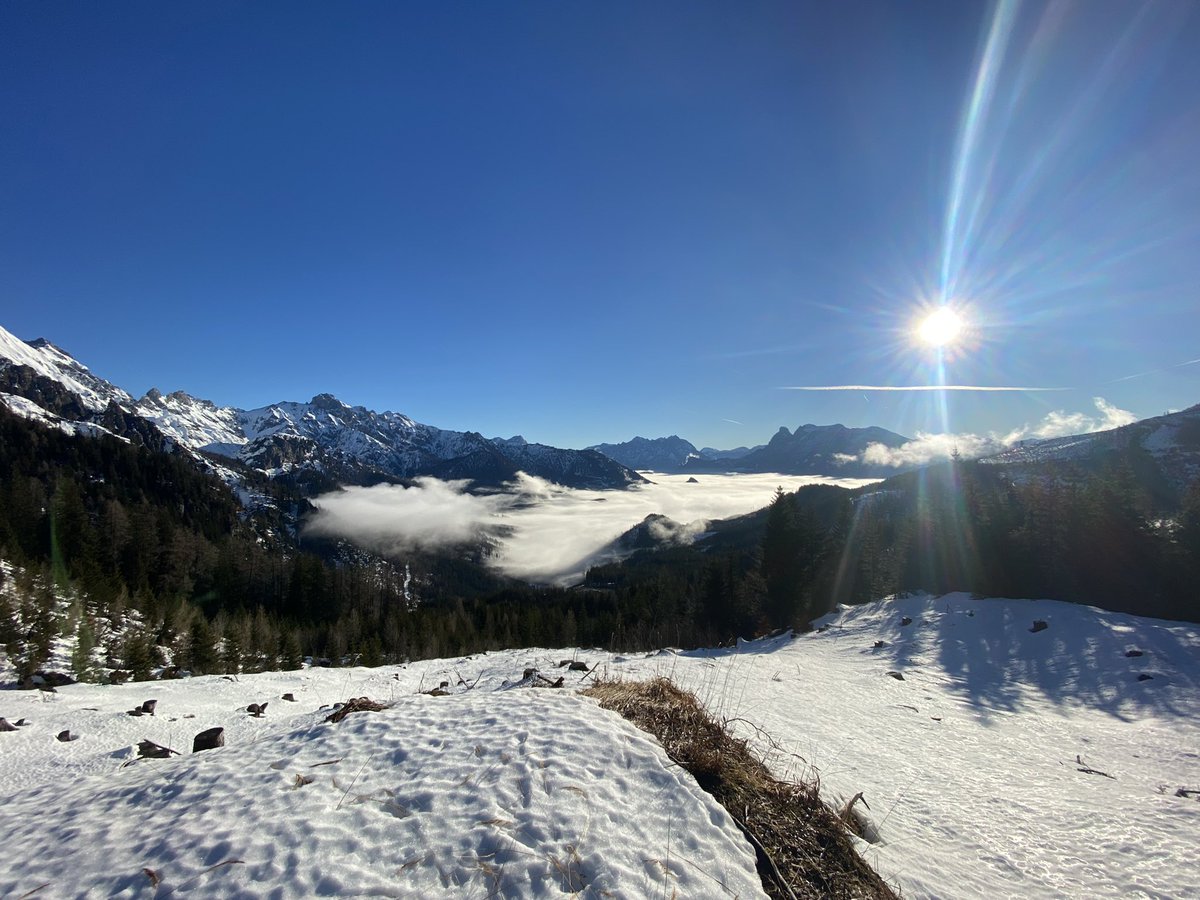 stefan_priesner's tweet photo. Happy New Year from a fantastic ski tour during a short break in Austria on the last day of 2021. Escaped to the mountains since it was eerily warm in the valleys - up to 17 degrees in the middle of winter!! #climatechange #scheiblingstein #skitouring https://t.co/fZfbzYDyhd