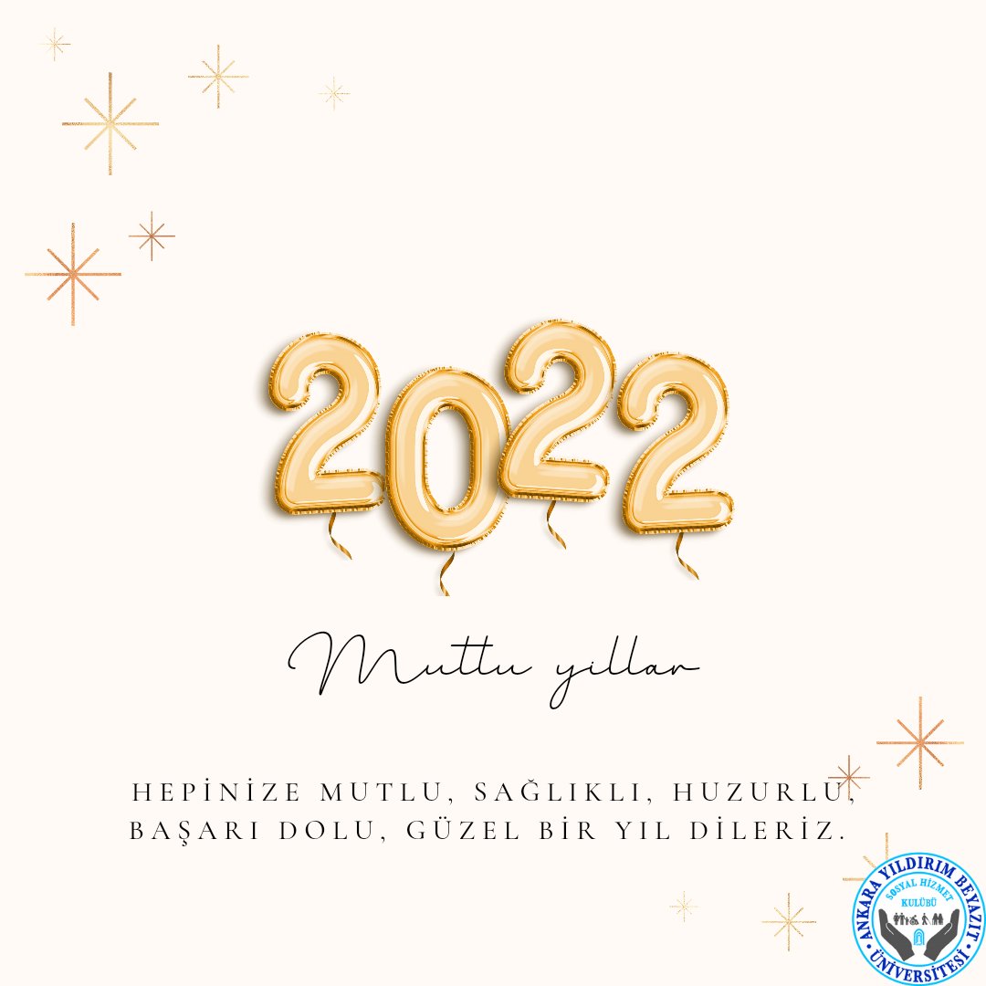 AYBU Sosyal Hizmet Kulübü Ailesi olarak,2022'de hepimize sağlık,huzur,mutluluk ve başarı dileriz.Umarız ki sevdiklerinizle güzel yıllar yaşarsınız.Daha âdil, eşitlikçi,canlıların öldürülmediği, doğanın tahrip edilmediği,sosyal hizmetin değerinin görülmeye başlandığı bir yıl olsun