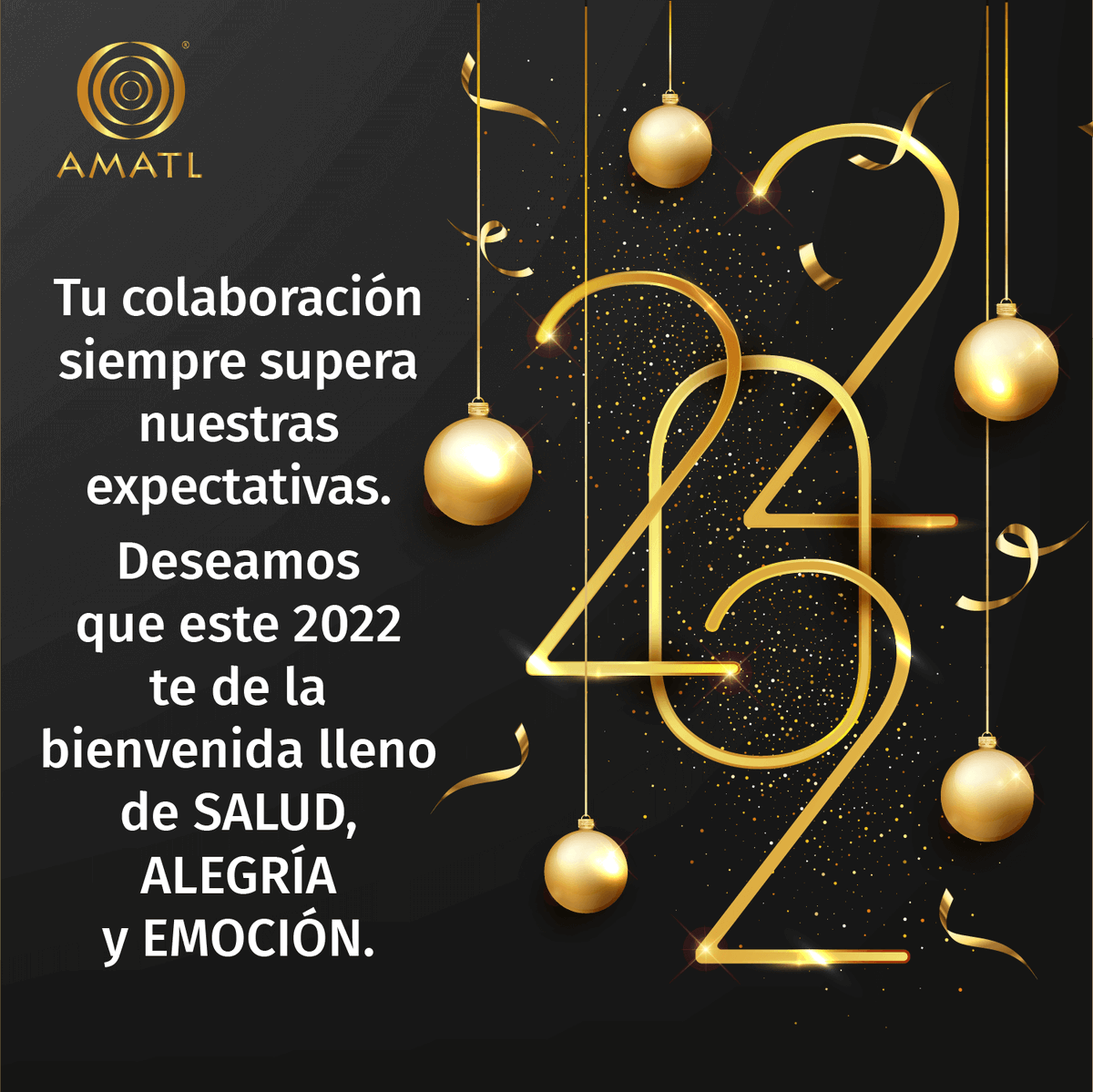 amatlmx's tweet photo. Toda la familia #AMATL desea que el 2022 sea el mejor año de tu vida. ¡#FelizAñoNuevo! 🍾🥳 https://t.co/Zy5SbDxAWy