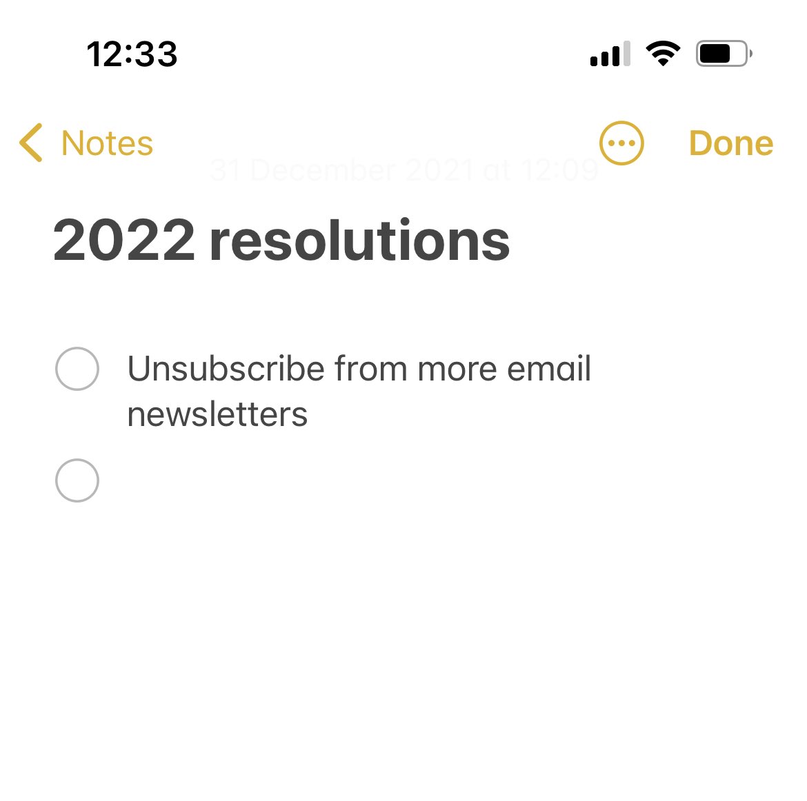My resolutions list is pretty short so far… open to suggestions.