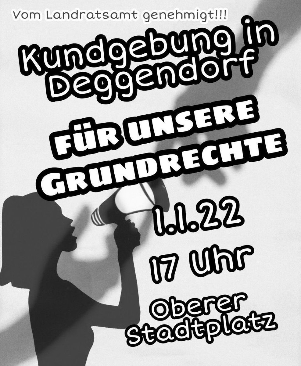 Simmerl19's tweet photo. Das wird aber schwierig, hat doch Matthias H. seine Versammlung wegen der Auflagen von Straubing nach #Deggendorf verlegt (mit einem Design das so ähnlich schon von der #BfFuW benutzt wurde).
7/ https://t.co/N91mP4WulS