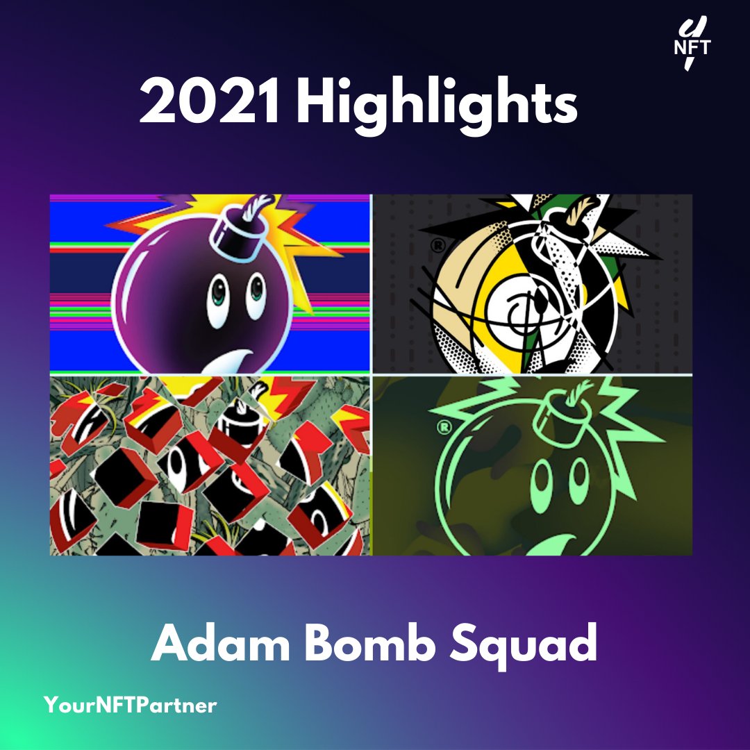 YourNFTPartner's tweet photo. NFT 2021 Recap: The Hundreds has brought artists and collectors to streetwear through social presence. Through Adam Bomb Squad, The Hundreds seizes on NFTs, blockchain technology, and the metaverse to once again introduce its community to the next world #FashionNFT #StreetwearNFT https://t.co/p4hTVcSFxa