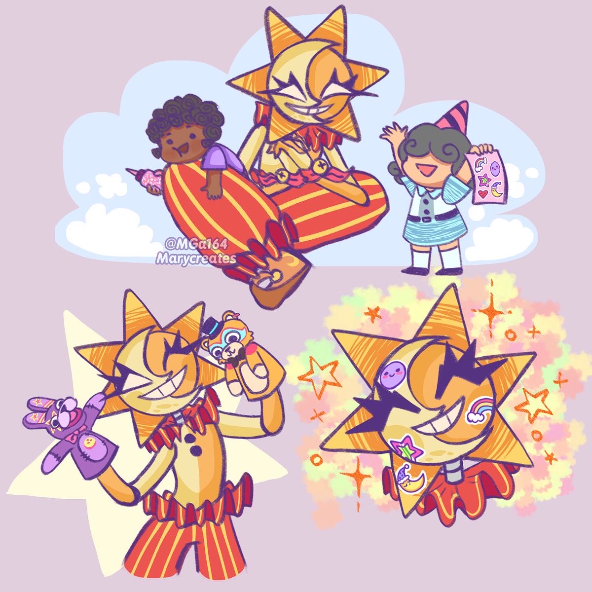 mercuryflan's tweet photo. a fanart of the sun and moon>:D #SecurityBreach #securitybreachfanart #moondrop #sundrop #fnaf #fnafsecuritybreach https://t.co/bM8HIgb8OX