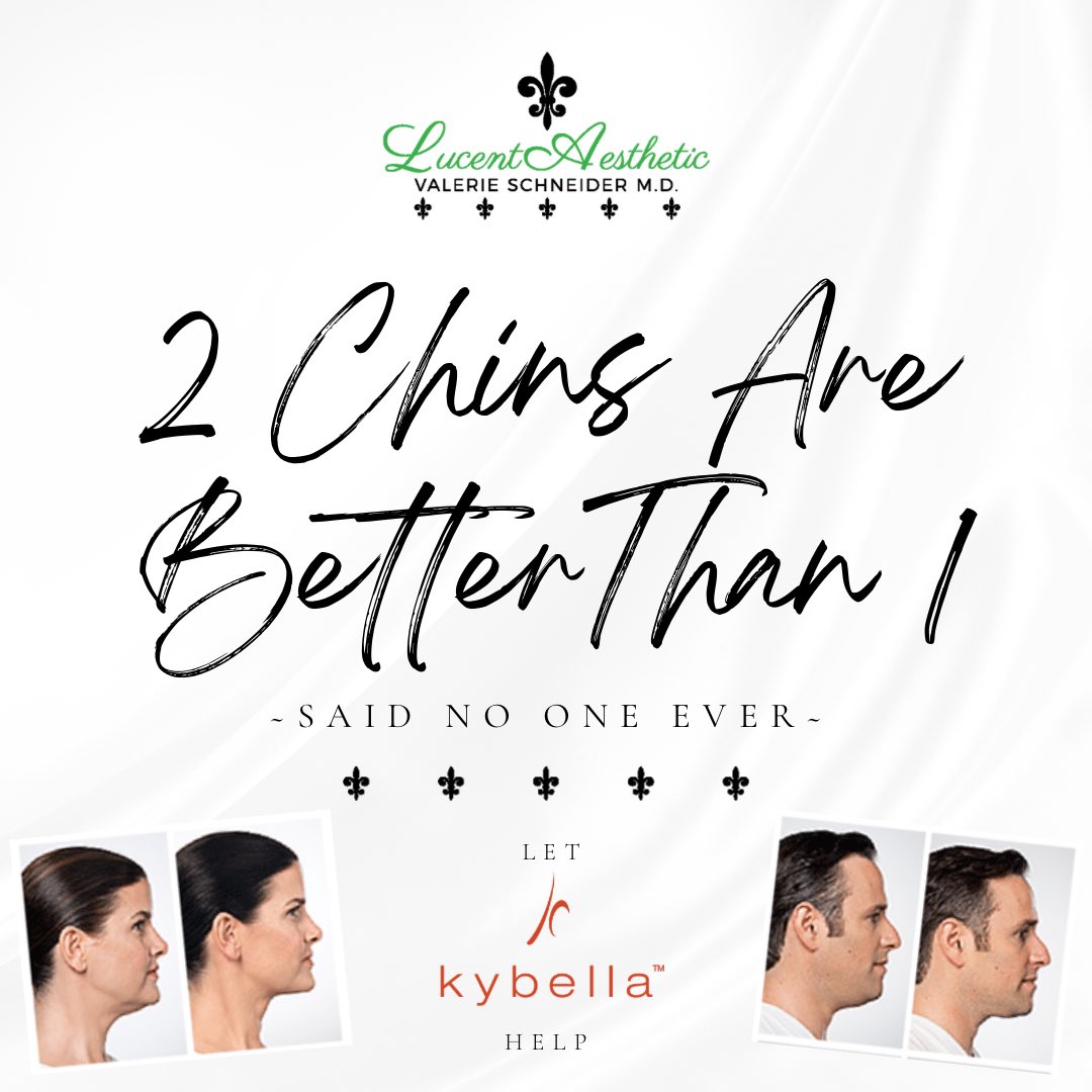 AestheticLucent's tweet photo. Did you know a double chin can be dealt with, with just a couple injections with #Kybella.

How does it work? 
Well, Deoxycholic acid is naturally produced by your body to help absorb fat. Kybella injections use a synthetic form of this as an injection.

Goodbye #doublechin. https://t.co/D0aLDGe25d