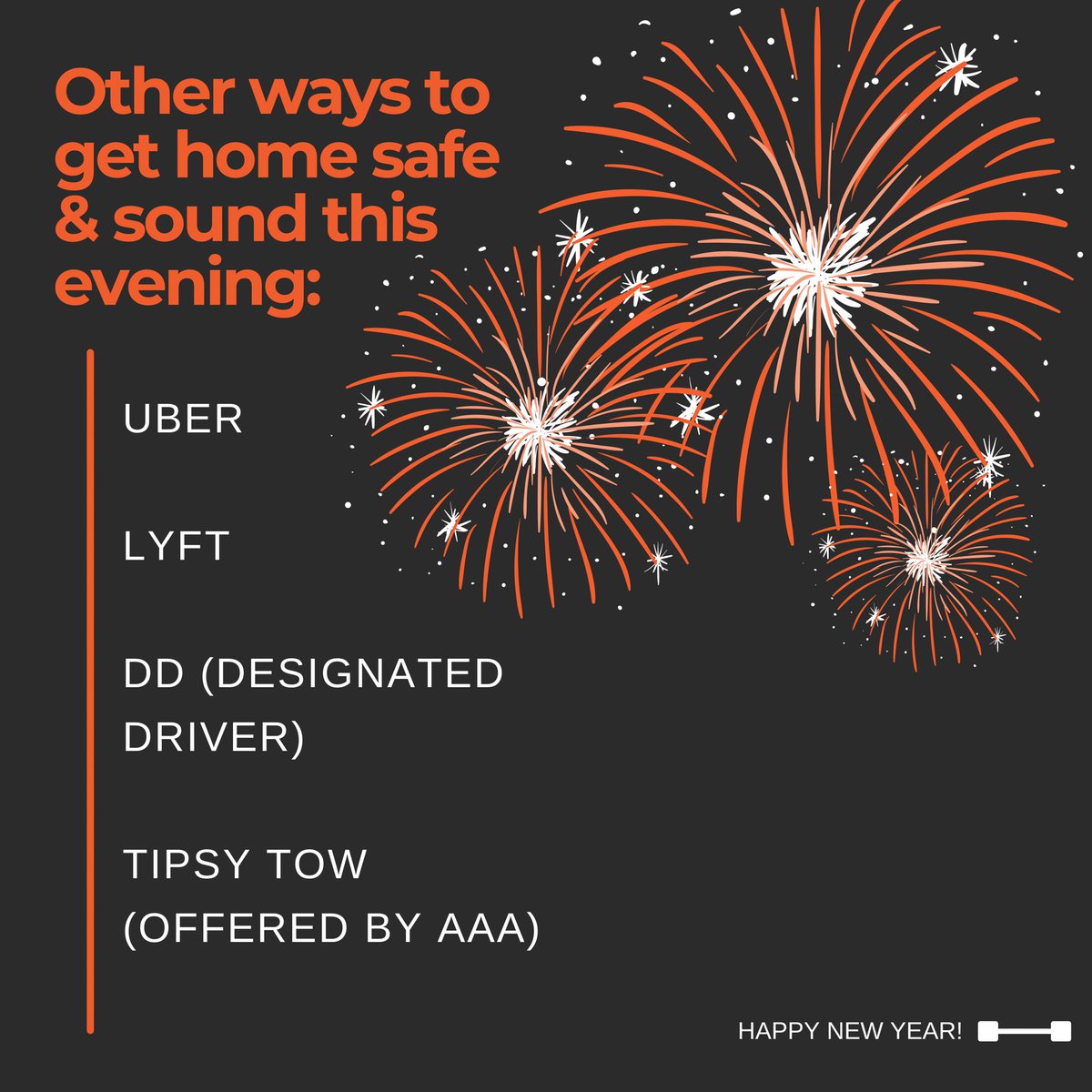 Happy New Year from ESA to you! If you'll be going out to celebrate the new year, please make plans now to get home safely. No matter where you are, we hope you have a wonderful &amp; safe New Year. 🧡