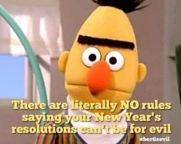 MathewFriedman's tweet photo. I don’t typically make resolutions, but this made me laugh #BertIsEvil https://t.co/ZzQE1m9OWV