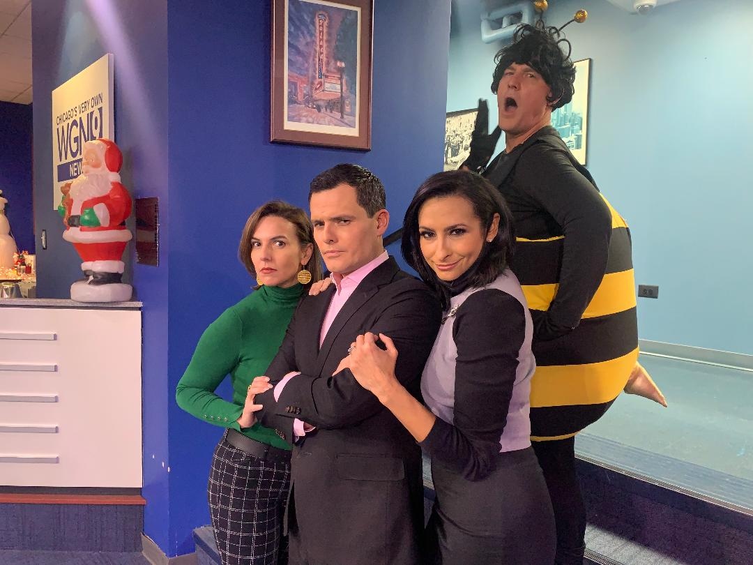 A pic from the filming of "Noticias de mi Corazon" the all-new #telenovela debuting tonight during our #Chicago's Very Own @NYEBlast show, 11:00 on WGN. #NewYearsEve