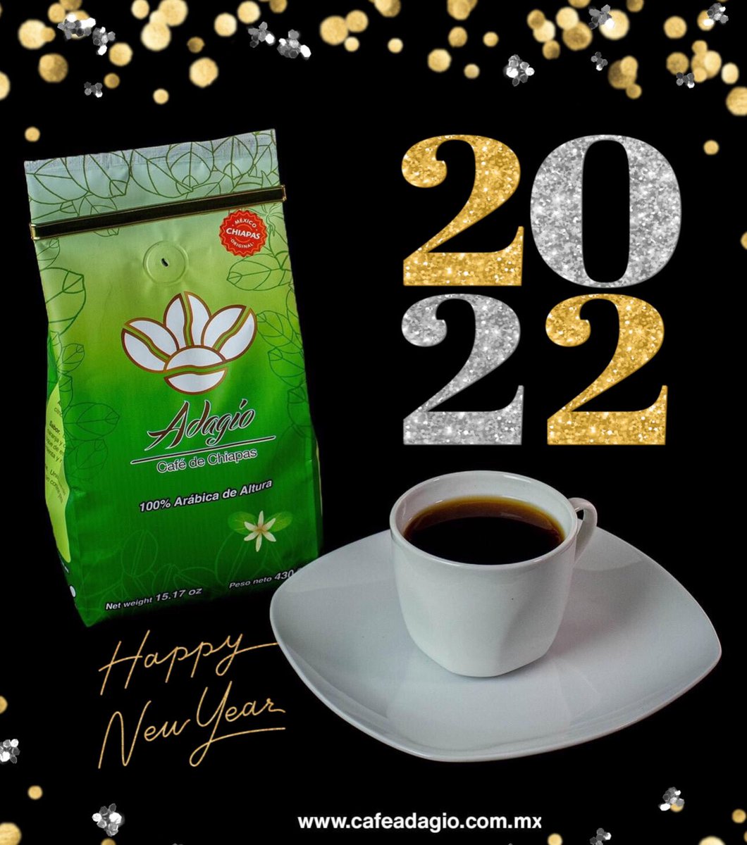 #FelizAñoNuevo!!!Café Adagio les desea que el 2022 este lleno de salud,mucha felicidad,prosperidad...y sobre todo buen café😎.
#CaféAdagio#SaborÚnicoSaborAdagio 
➡ cafeadagio.com.mx o escríbenos a ventas@cafeadagio.com.mx