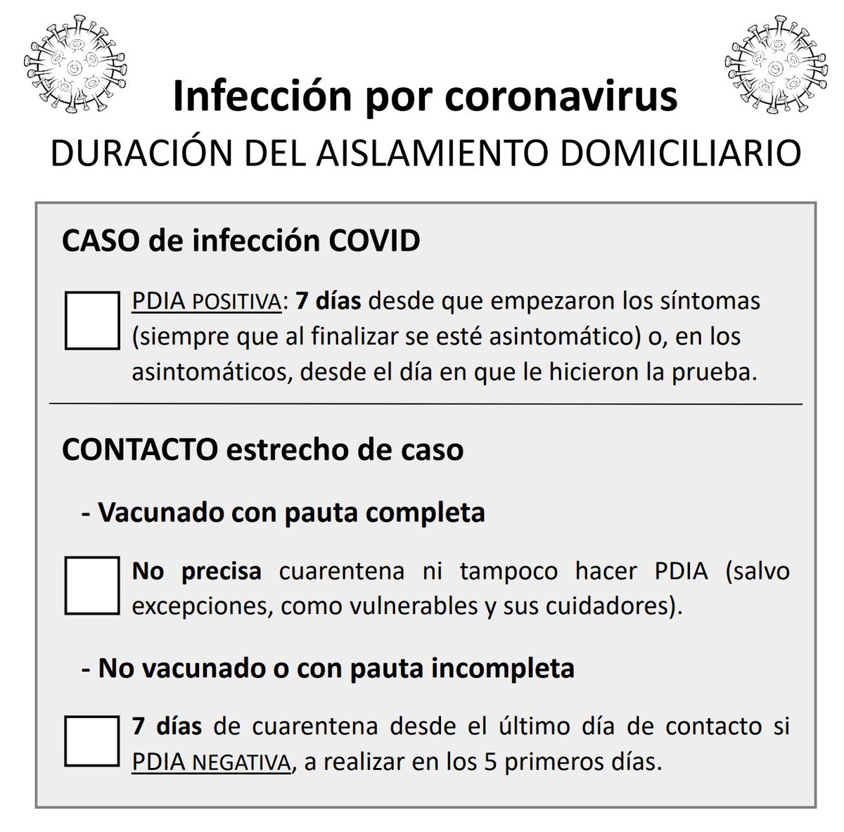 ¡Feliz año 2022! Como regalo, nos estrenamos con nuevo material en #GreCOVID |
3 situaciones de aislamiento/cuarentena - hoja de resumen [PDF]. Lo mismo, en formato editable [PPTX] | 01.01.2022 sites.google.com/view/grecovid-…