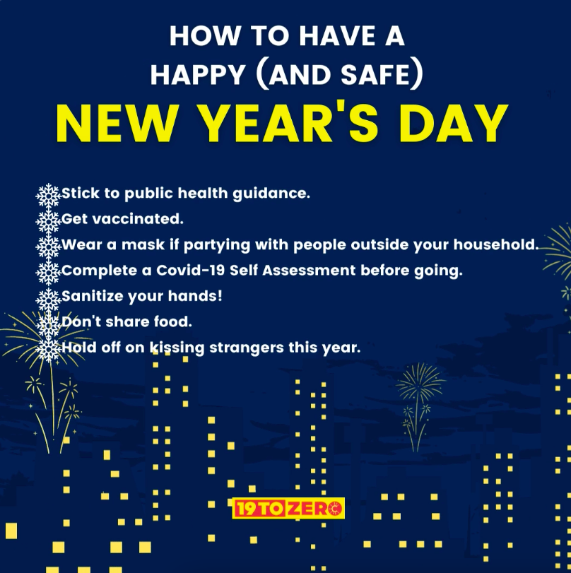 PraxusHealth's tweet photo. Happy New Years Eve! Please follow your local public health guidelines for the most up to date information on gatherings in your area. If you choose to celebrate with others, please follow these suggestions. #covid19 #19tozero โจ https://t.co/KPe6uEMYAR