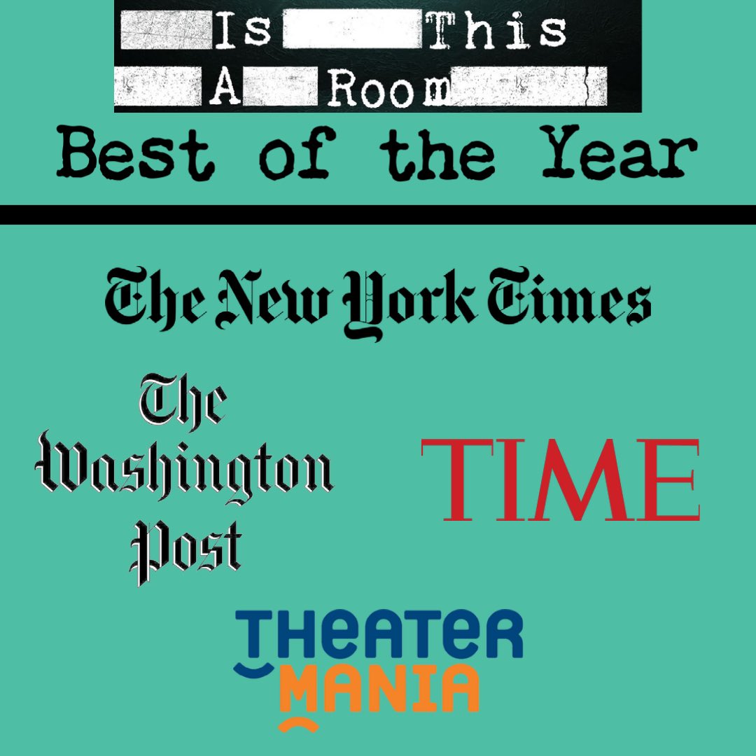 As we close out 2021, proud and grateful that @isthisaroombway has been named one of the best of the year! Congrats to the extraordinary artists and theatre workers who brought this piece to life.